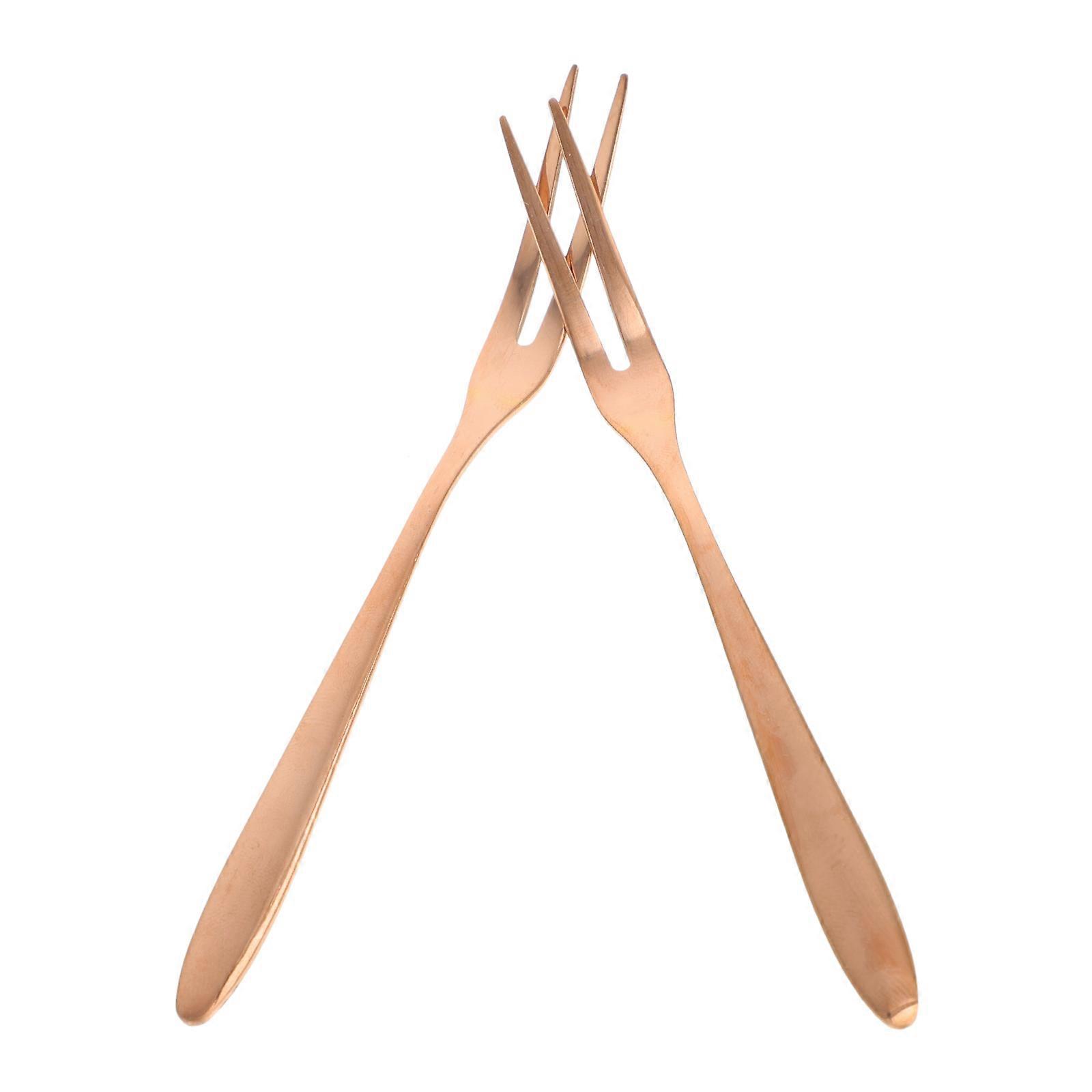Stainless Steel Fruit Fork Delicate Forks Various Parties Mini Appetizers 2Pcs