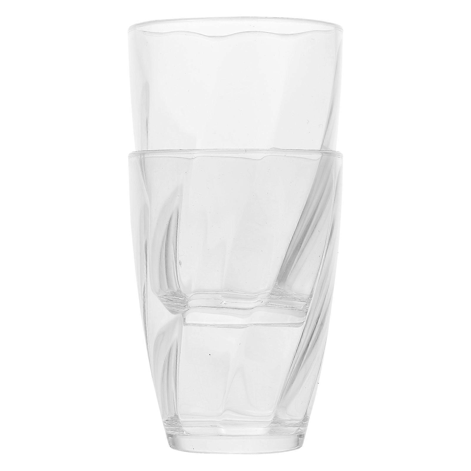 Plastic Tea Cup Smooth Surface Water Cup for Home 2Pcs Transparent