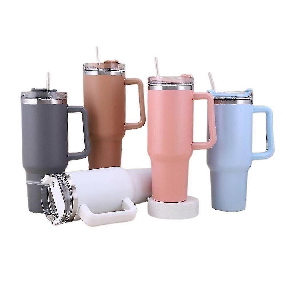 40 Oz Tumbler Straw Lid Insulated Stainless Steel Water Bottle Coffee Mug Travel