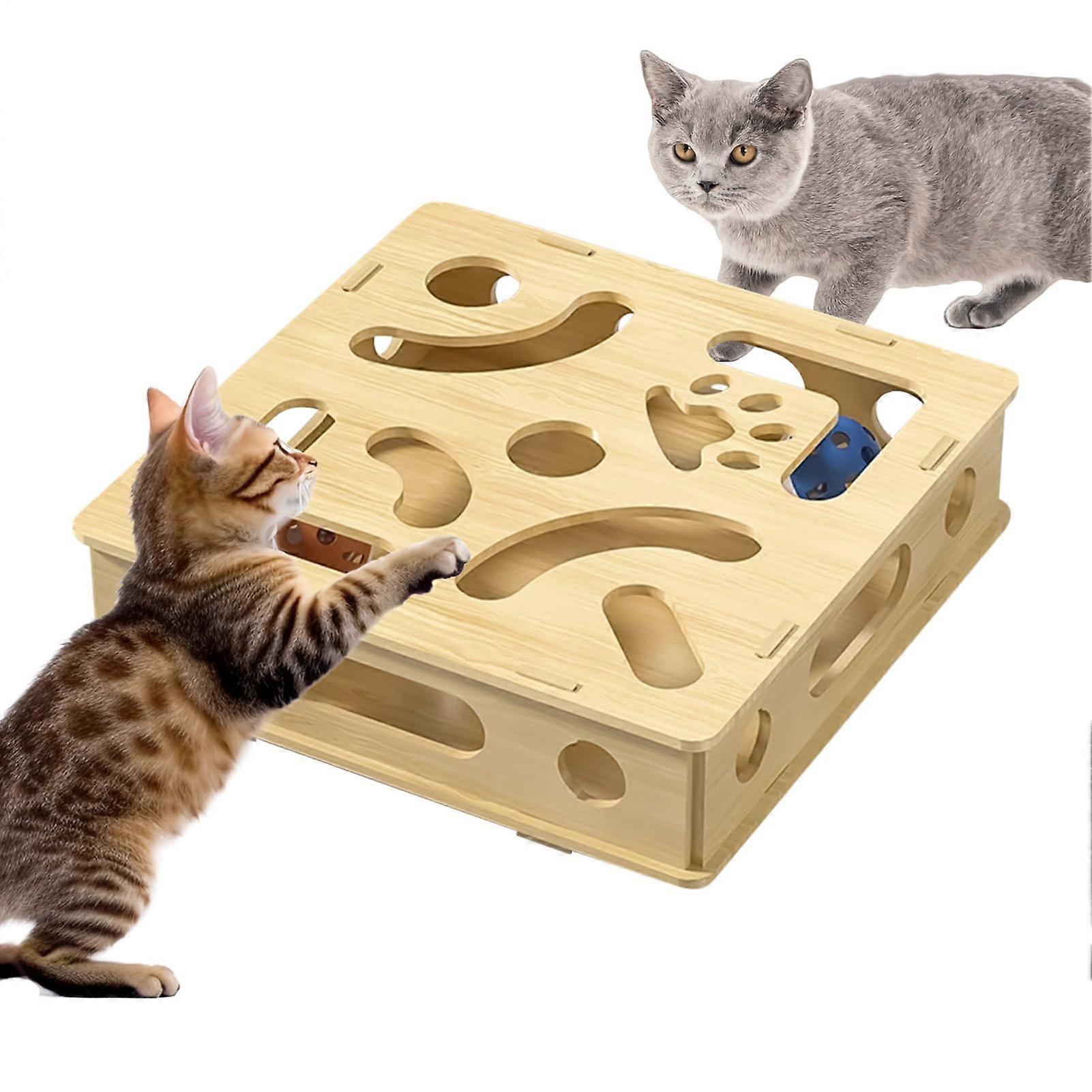 Cat Puzzle Toy with Bell Ball Maze, Adjustable Difficulty Interactive Training for Indoor Cats