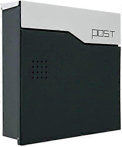 Lockable Wall Mount Mailbox Modern Matte Black Galvanized Steel Secure Post and Parcel Drop Box