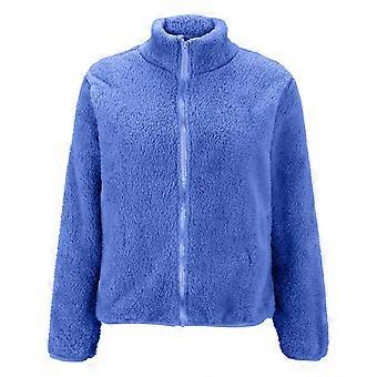 Giacca in pile da donna, giacca sherpa da donna, giacche con zip da donna, capospalla invernale morbido e caldo con zip, giacca teddy da donna, blu 6XL
