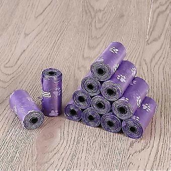 Disposable Pet Bags Pet Care PE Material Purple Color 15 Pieces per Roll
