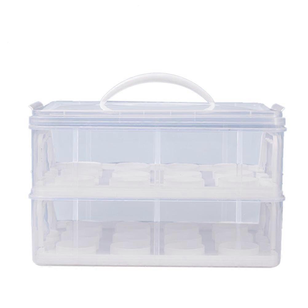 Transparent Plastic Cake Box for Storage Double Layer Packaging 1Pcs