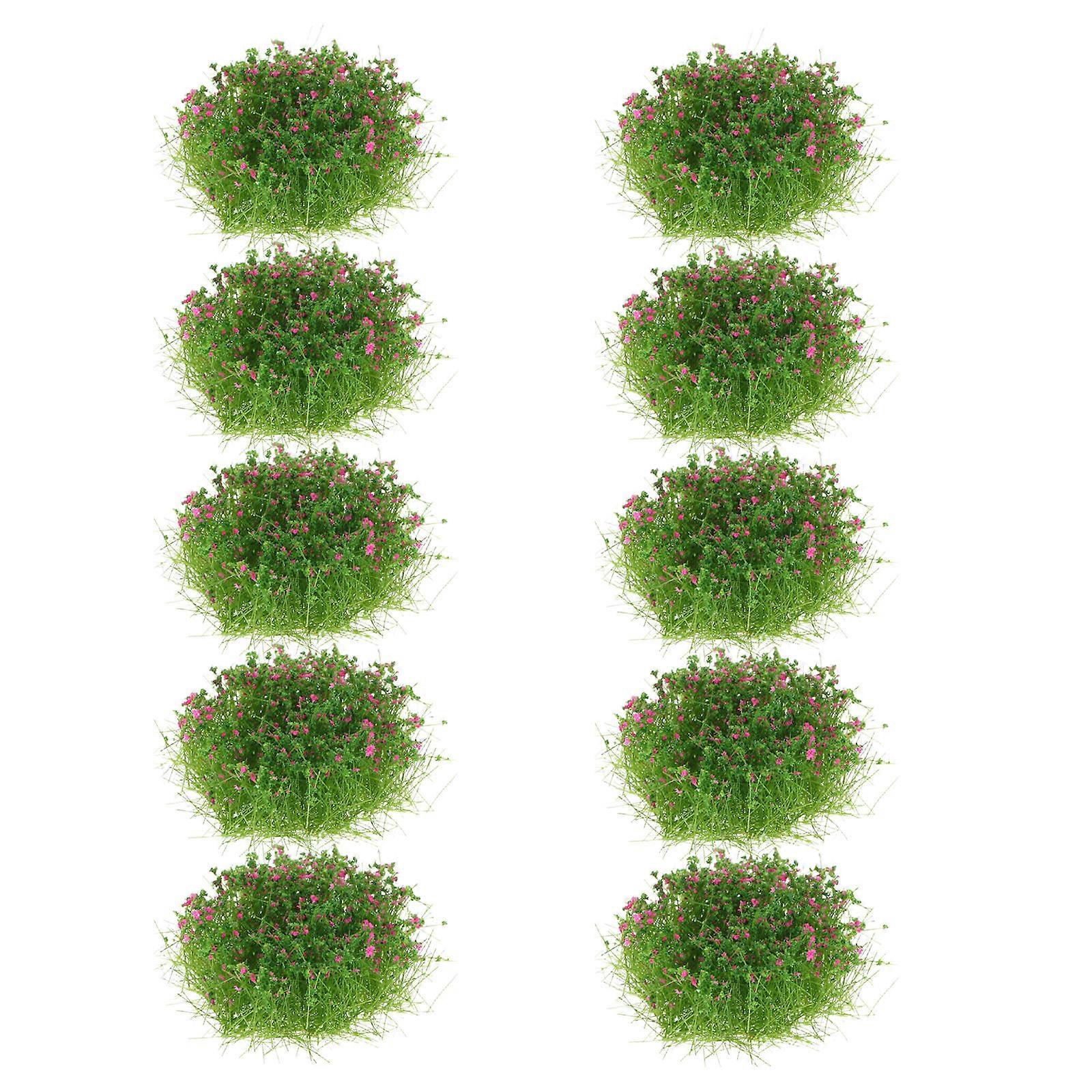 Rosy Artificial Grass Clusters for Model Train Decoration 10Pcs Simulation