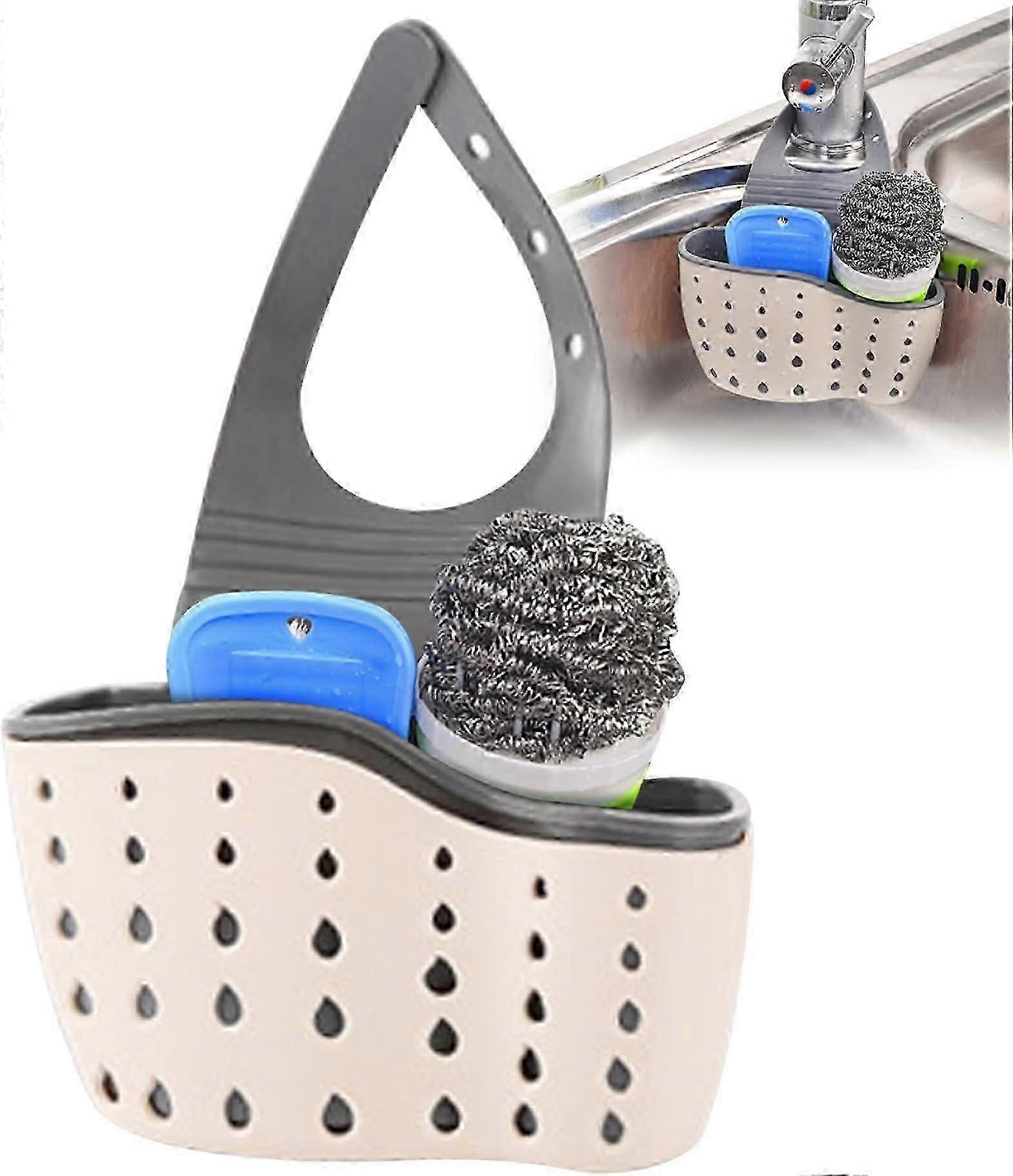 2pc Kitchen Hanging Sink Rack with Adjustable Strap Drain Hole