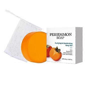 2026 Persimmon Soap Bar for Body Odor - Nonenal Solution - Persimmon and Green Tea Extract - For Men and Women - Gentle on All Skin Types -