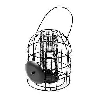 1 mangeoire à oiseaux en fer noir à suspendre avec tube en maille pour animalerie (noir)
