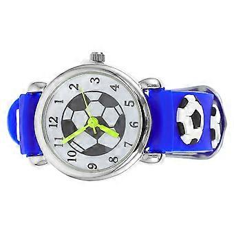 Kids Watch 1Pcs Cartoon Soccer Watch for Children Blue Plastic Strap Wristwatch