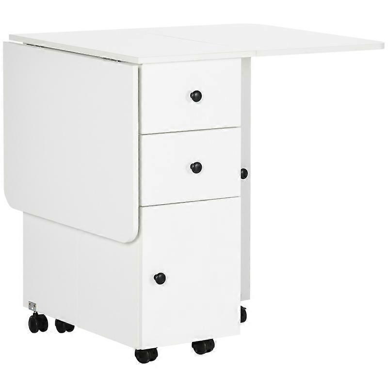 Rectangle Folding Table with 6 Wheels and 2 Drawers
