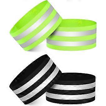 4-teiliges Set verstellbarer reflektierender Laufarmbänder, reflektierendes Laufarmband-Set, reflektierende Laufaccessoires, für Laufen, Radfahren, Nachtsport (Schwarz 2)