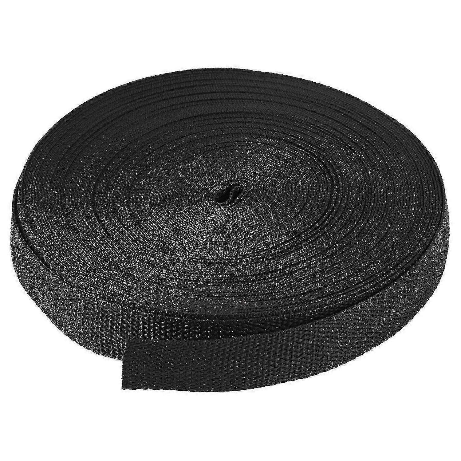 25mmx20m Nylon Webbing Strap Roll - Black