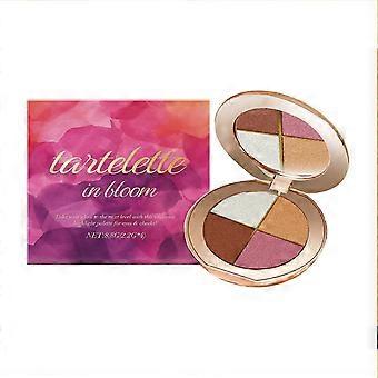 4-farvet multifunktionel palette - Highlighter og blush med glimmer og E-vitamin, 8,8 g - Naturlig glød, silkeagtig tekstur, rejsevenlig med spejl