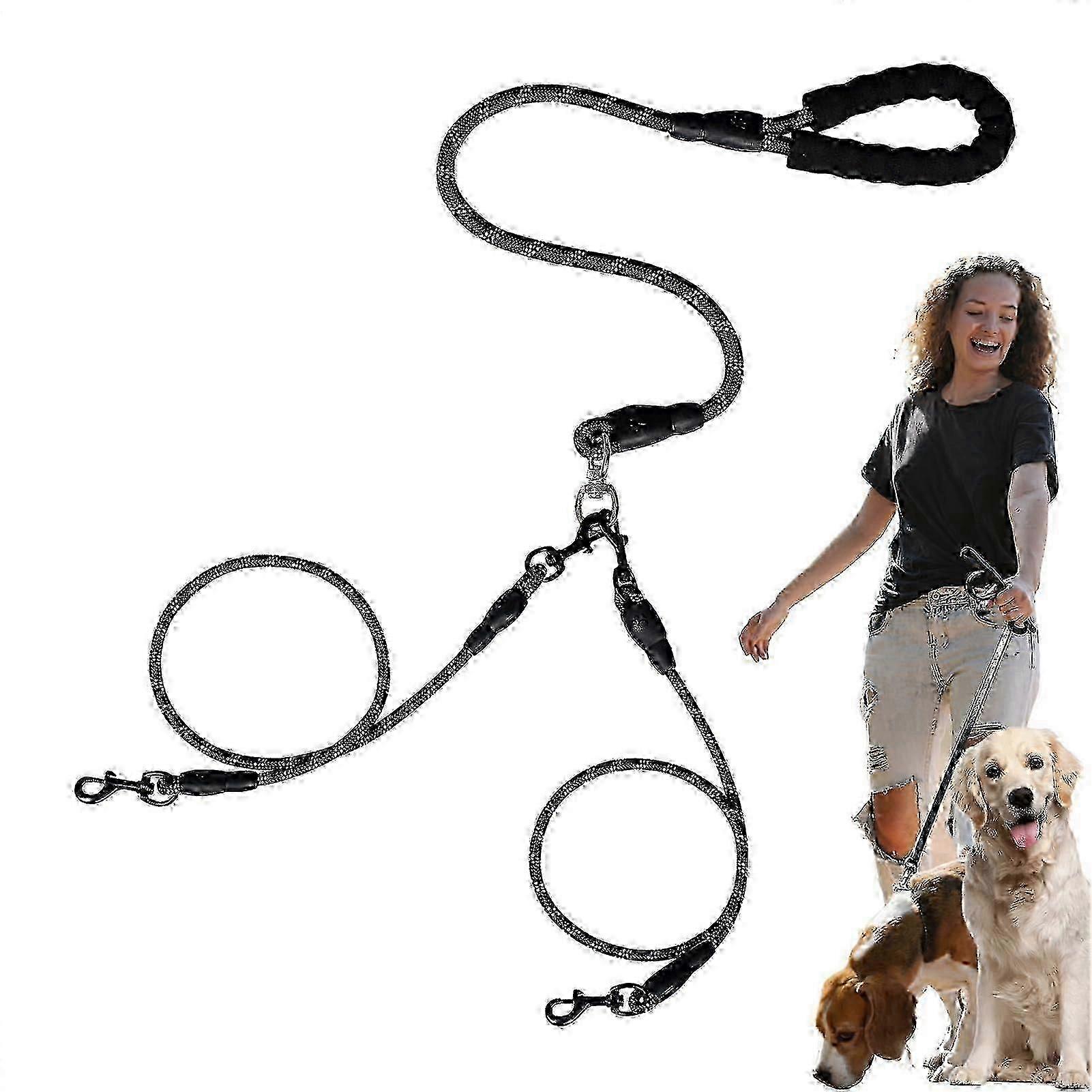 Double Leash for Two Dogs, Durable Adjustable Prevents Tangling Split Rope