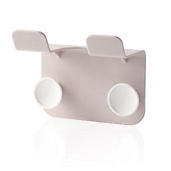 Self Adhesive Wall Mounted Hair Dryer Holder with Cord Organizer and Removable Tray, Pink Bathroom Rack