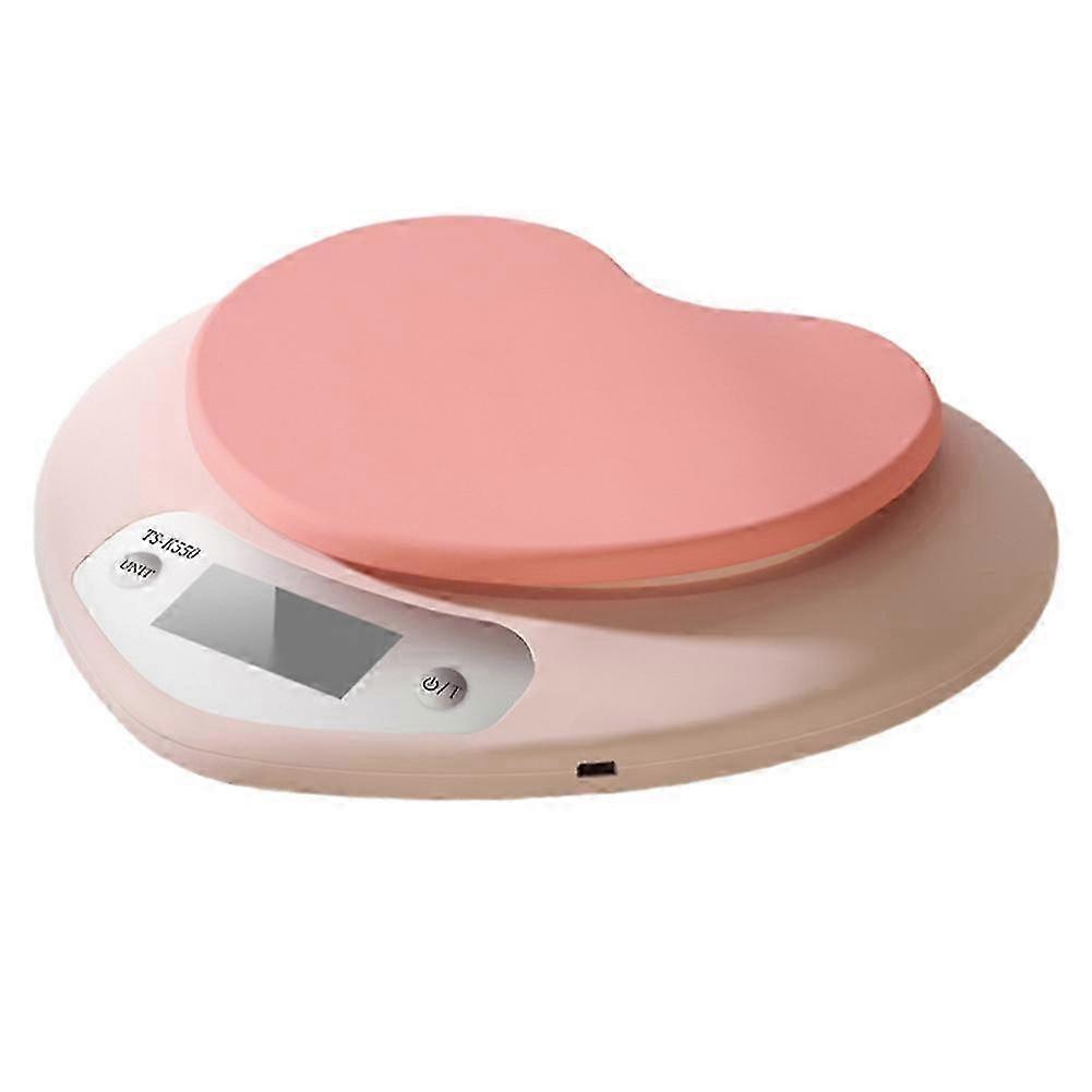 Multi-Function Kitchen Baking Scale Pink Heart-Shaped Portable High-Precision Digital Scale 5kg/1g LCD Electronic Scale