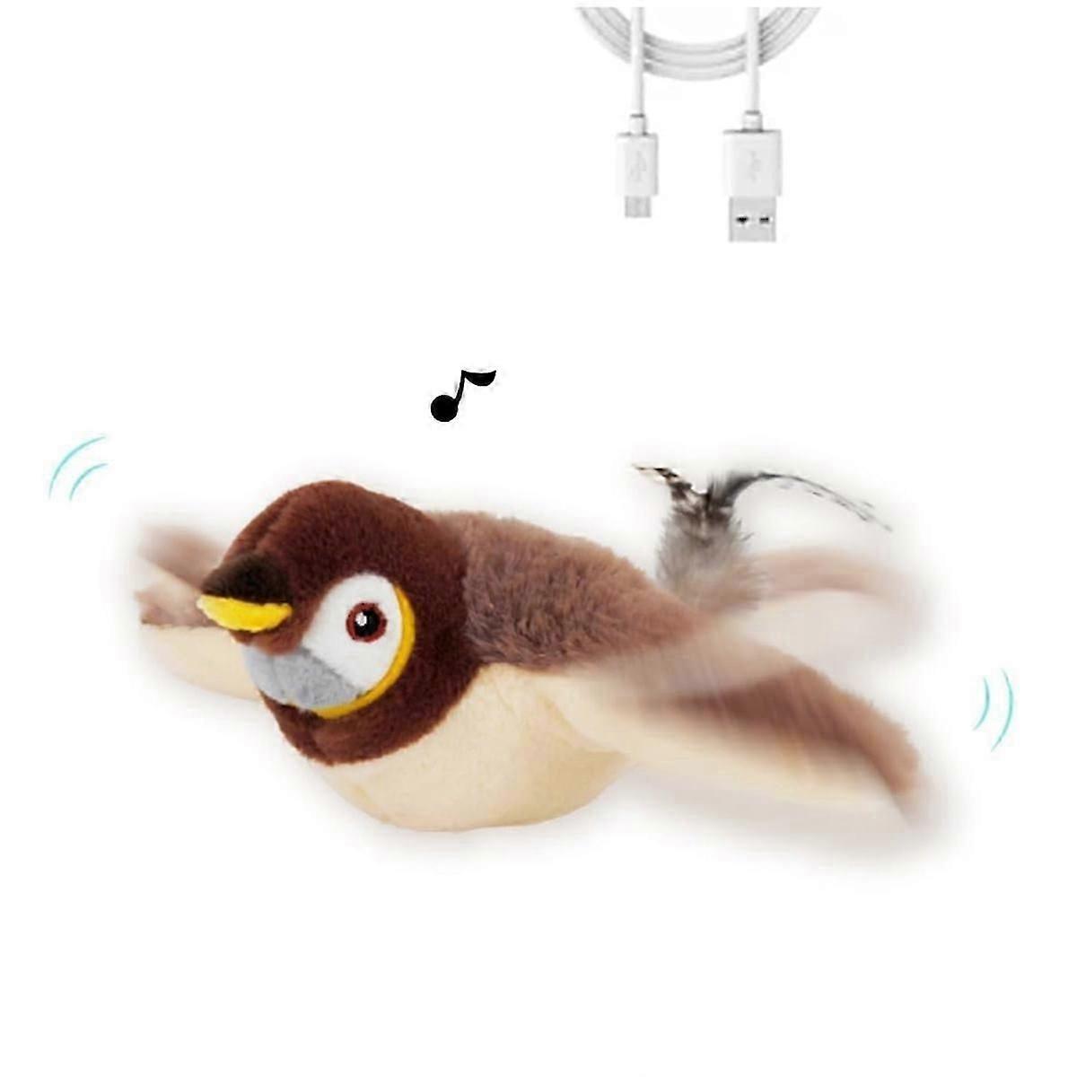 Interactive Chirping Bird Cat Toy Flapping Wings Bird