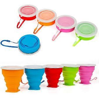 5 Pack Silicone Collapsible Travel Cup,Expandable Camping Cup with Lids,Portable Travel Cup for Outdoor Travel Drinking