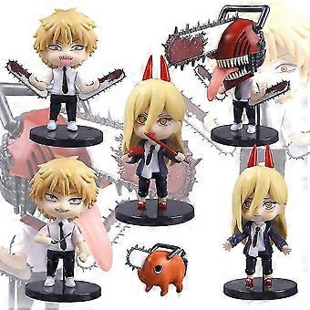 6 Pcs Kids Chainsaw Man Collectible Figure Toy Set Model Doll Desktop Ornament Home Party Decoration