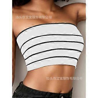 Women Striped Seamless Strapless Tube Top Breathable Comfortable Wireless Bra