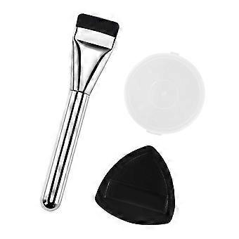 Daily Makeup Brush Set With Flat Concealer Brush and Puff, Double Step Base Makeup Tool for Brushing Tapping and Quick Portable Touch-Ups Multicolor