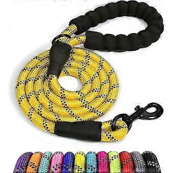 Taglory Rope Dog Lead with Soft Padded Handle, 1.2m Reflective Dog Lead and Multi-Colour compatible with Medium Dogs, 1.0cm, Black-150*1.2 cm-Yellow