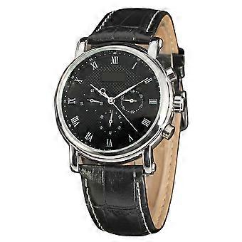 Automatic Wrist Watch Men Mechanical Wrist Watch with PU Band Black