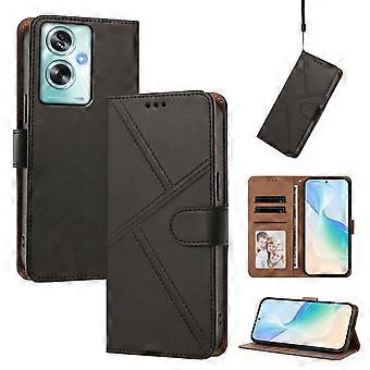 Étui à rabat en cuir PU pour OPPO A79 5G avec support intégré, 3 emplacements pour cartes, poche pour billets et dragonne.