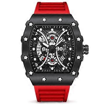 Reloj deportivo luminoso de moda para hombre con correa de silicona, caja negra y esfera negra, estilo Lasha JY.
