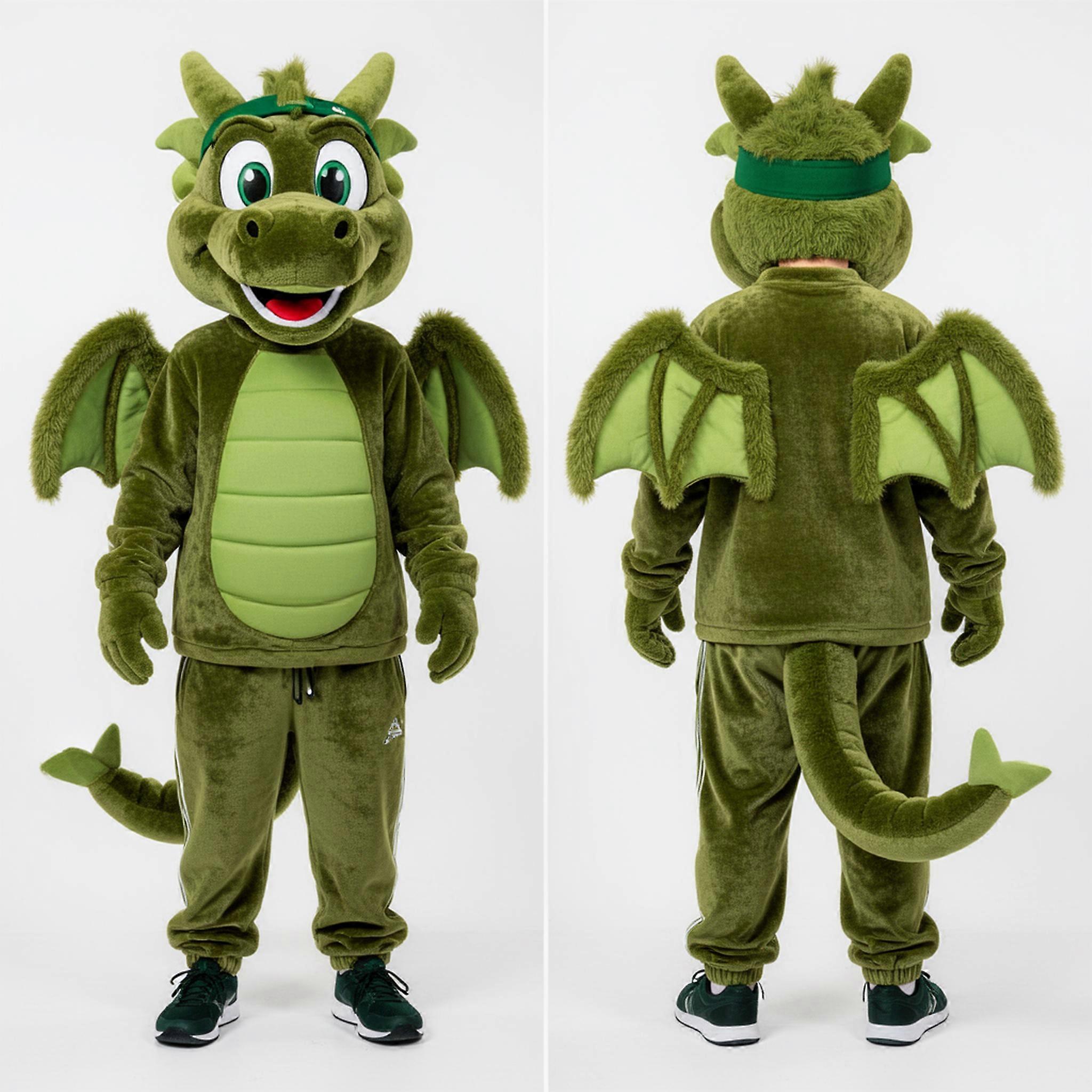 MASTICOT Olive Green Playful Dragon Mascot