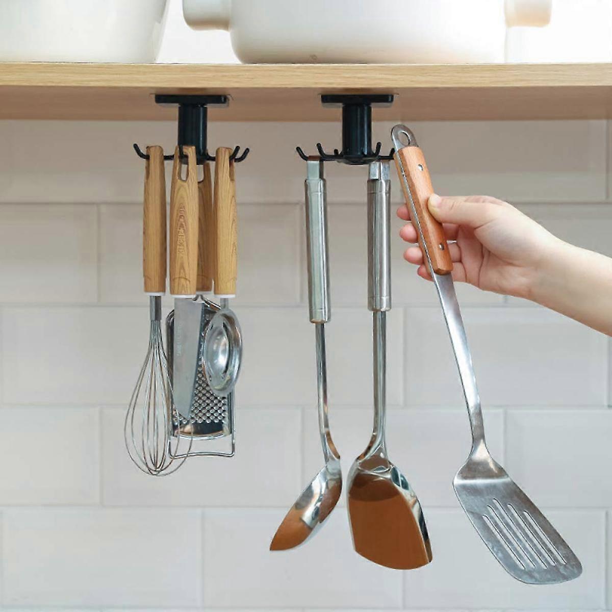 Space-Saving Adhesive Kitchen Hooks, Rust-Resistant Multi-Function Utility Hooks