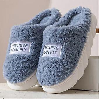 Pantoffels met dikke zool voor dames en heren, binnenschoenen voor dames, winterplateau slippers, warme pluizige pantoffels met bontvoering en katoenen details.