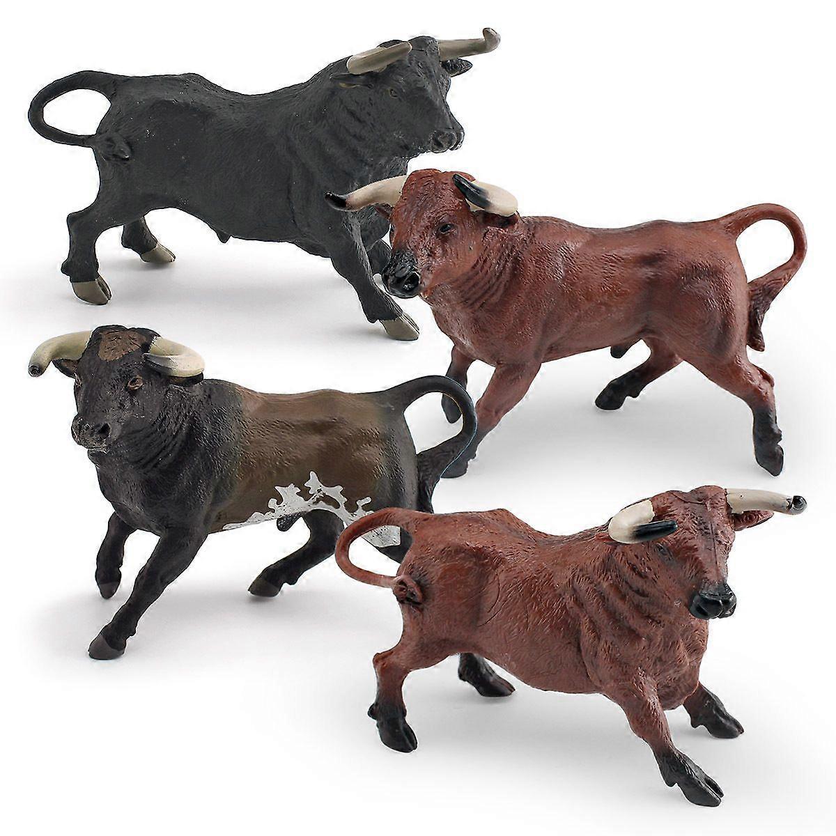 Realistic PVC Bull Models 4-Pack