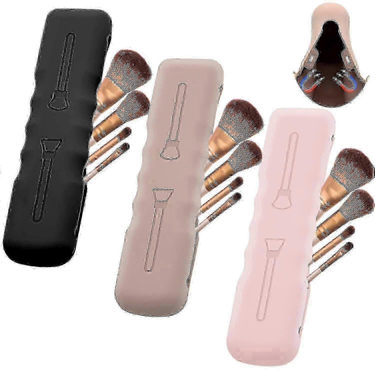 3pcs Silicone Makeup Brush Case Bag Black Cs