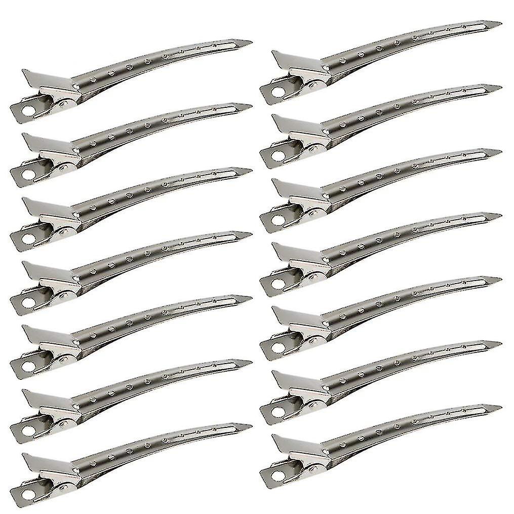 24 Stück Entenschnabel Clips rostfreies Metall mit Löchern für Haarstyling