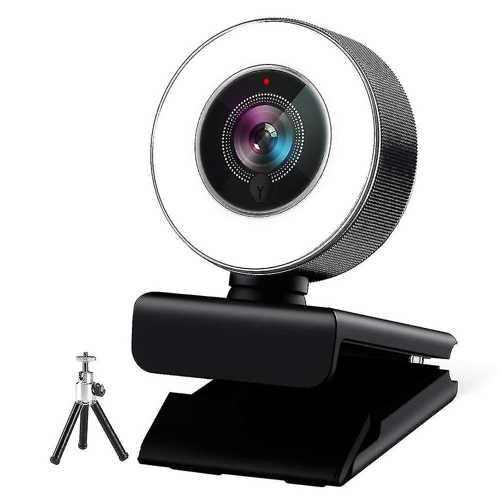 Webcam With 1080p Ring Light (tripod Included, Built-in Microphone)