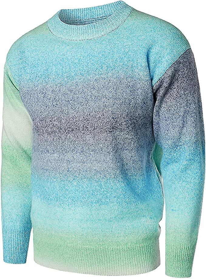Höst/vinter stickad ulltröja med turtleneck och ränder