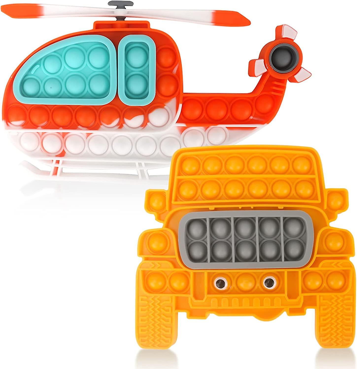 [Newest Design] [UPGRAED Material] 2PCS Push Bubble Pop Fidget Sensory Toy, Autism Special Needs Silicone Stress Reliever Toy, Anti-Anxiety Squeeze Se
