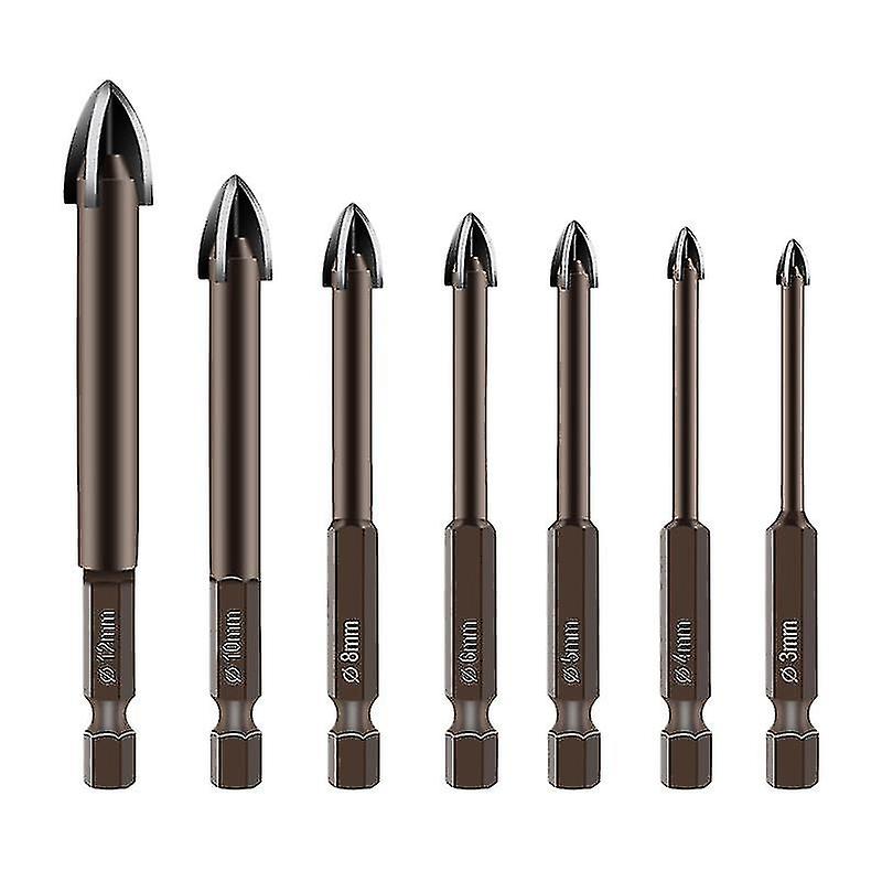 7pcs Cemented Carbide Drill Bit Tools Multifunction Bits For Ceramic Tile Concrete Brick Wall Glass