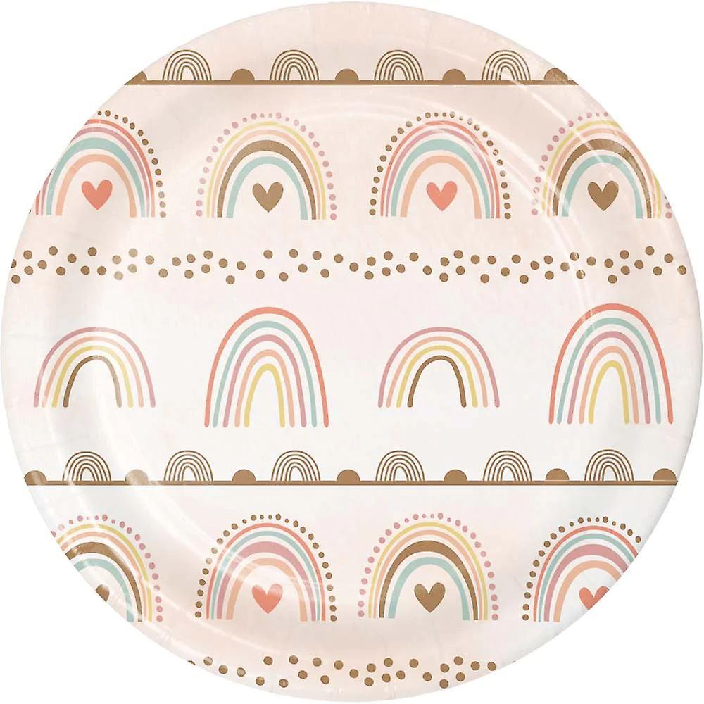 Boho Regenbogen Pappteller | Kindergeburtstag Taufgeschirr x 8