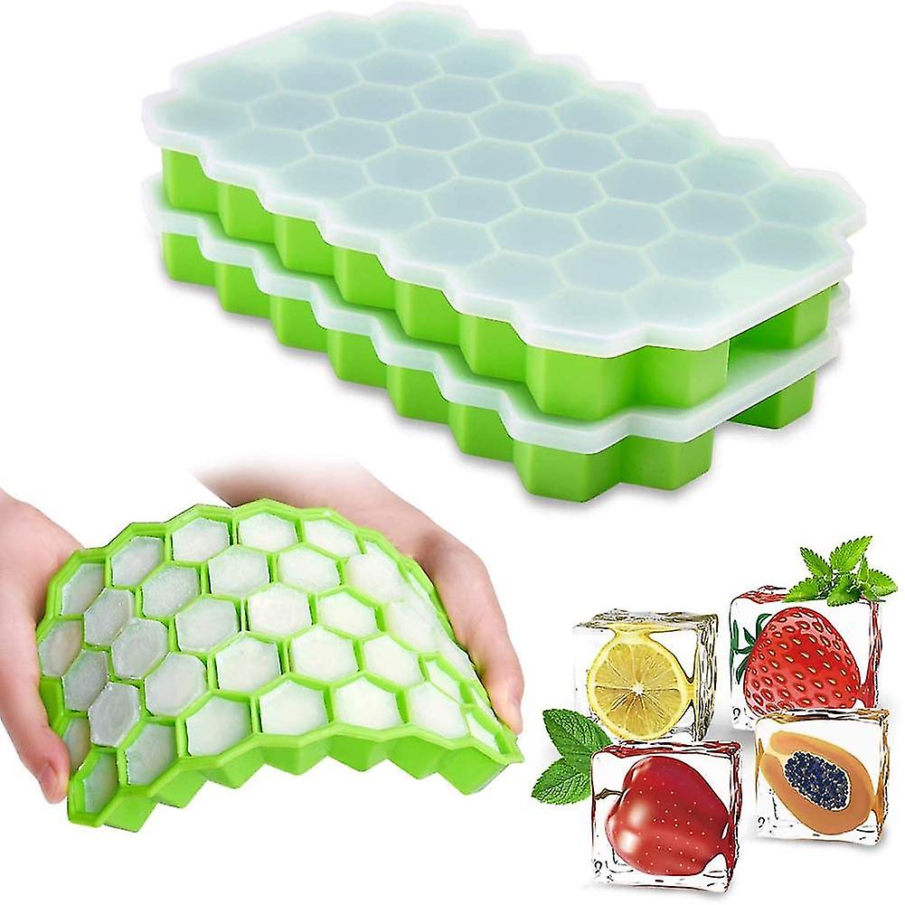 37 Cavity Honeycomb Ice Cube Trays Reusable Silicone Ice Cube Mold Bpa Free Ice Maker With Removable Lids -c