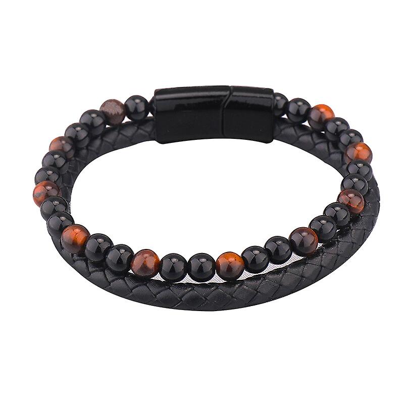Hematite And Obsidian Beaded Bracelet With Titanium Ion Therapy For Stress Relief And Better Sleep, Adjustable Design For Men And Women