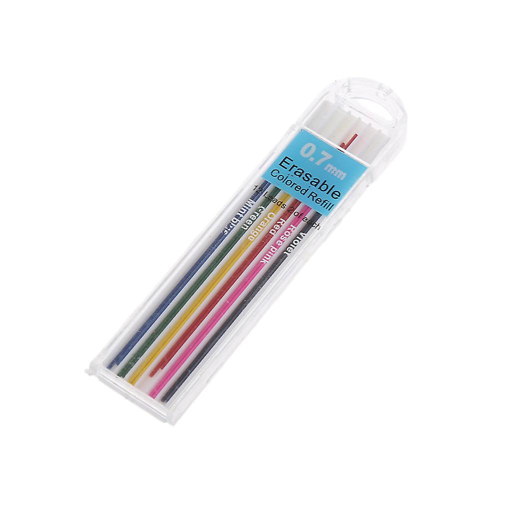1 קופסה 0.7mm עפרון מכני צבעוני מילוי עופרת עופרת תלמיד מוחק נייח