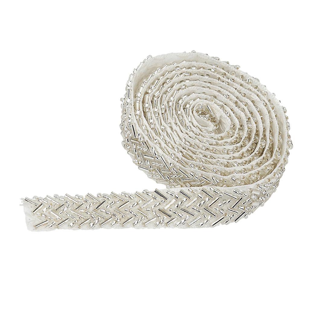 1Yard Handmade Beaded Cusut Trim Lanț Rochie Decor Craft Alb