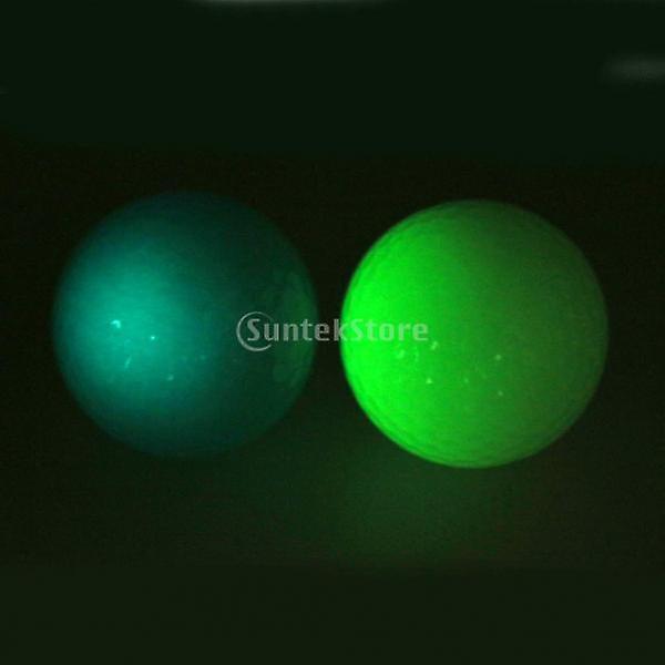 2xRubber Golf Luminous Ball Professional Training Balls Golf Accessory Green