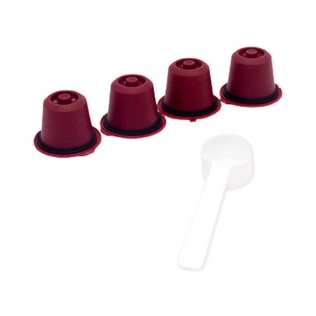 4Pcs Refillable Reusable Coffee Capsules Cup Refilling Filter with Spoon Cleaning Brush Cookware Tools for Coffee Makeup Machine