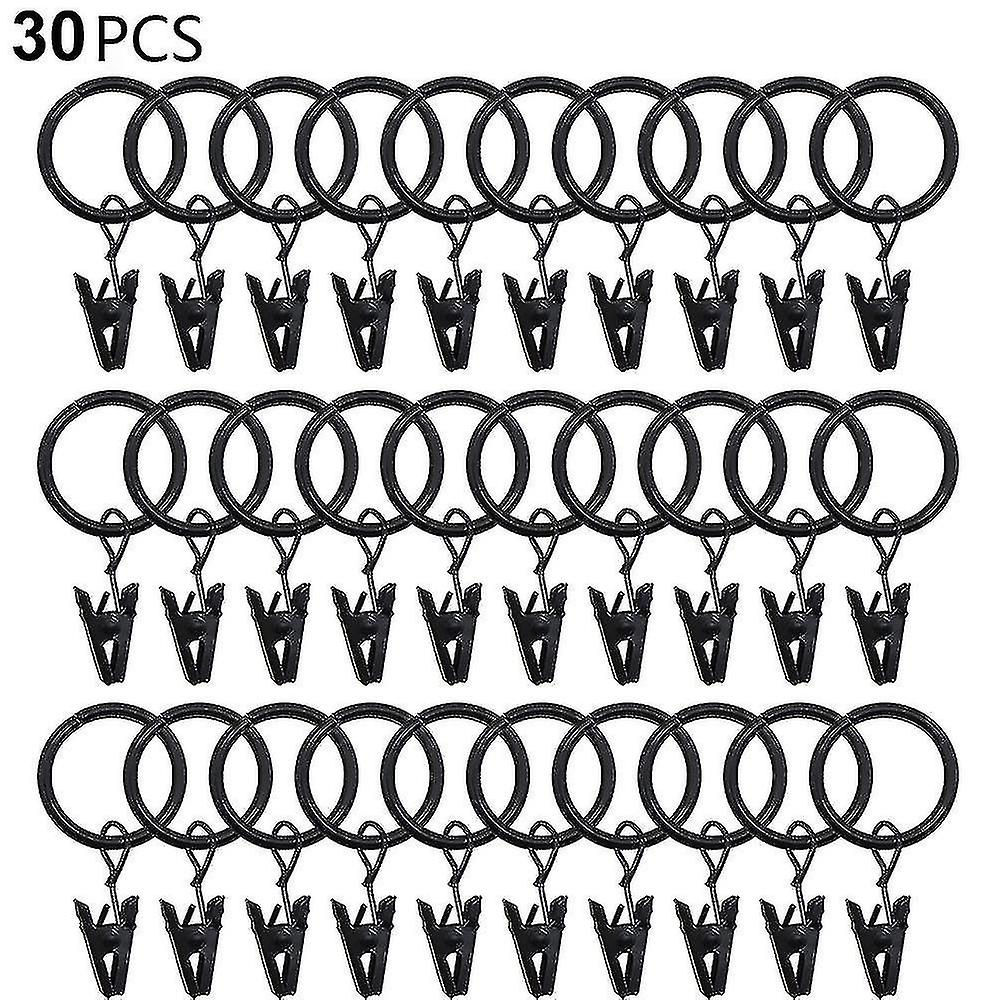 30 Pcs Curtain Rings With Clips, Strong Drapery Clips Hooks On Tension Fiis