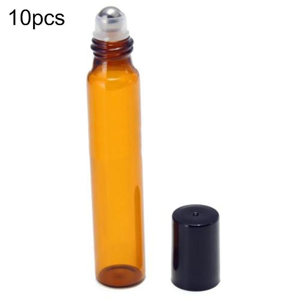 10st 5ml / 10ml Amber Roll på glasflaskor Rullboll för parfym Eterisk olja