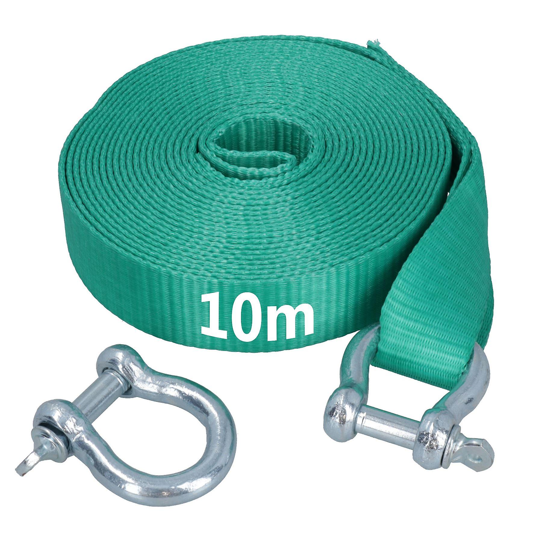Extra Long 10m Recovery Strap Tow Rope & Two Shackles 8T Towing 4x4 Off Road
