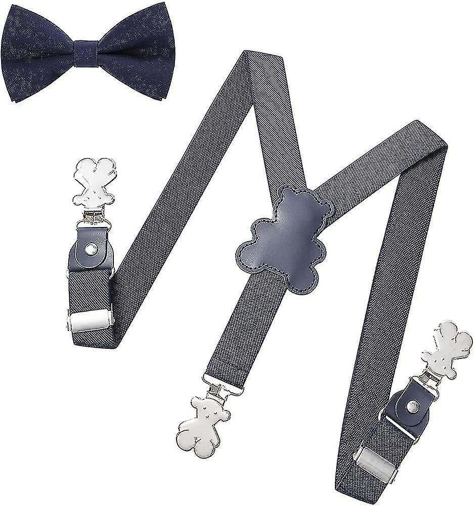 Children's Bow Tie And Suspender Set - Adjustable Bow Ties And Elastic Y-shaped